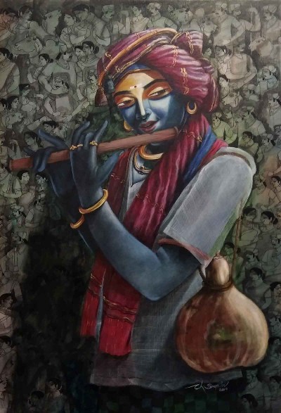 gopala-painting-acrylic-on-canvas-chinna-sreepathi-indigalleria-IG878