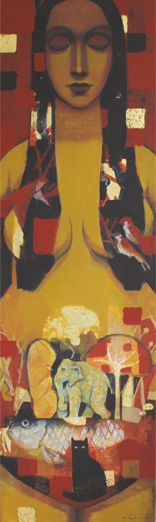 Contemporary Painting with Acrylic on Canvas "Aaditi" art by Dnyaneshwar Arun Parbhane