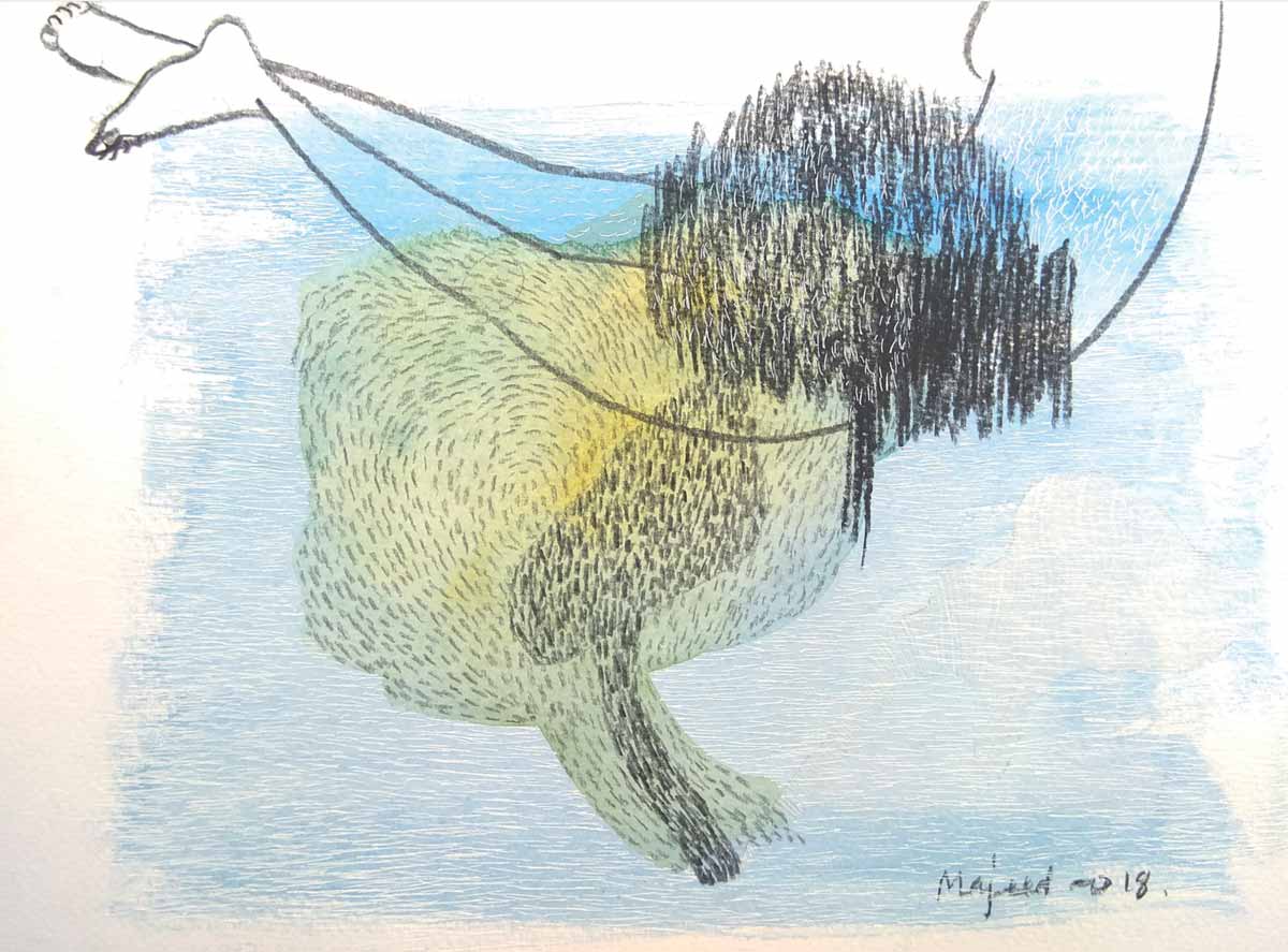 Abstract Drawing with Mixed Media on Paper "Untitled-3" art by Mohd Majeed Mansoori