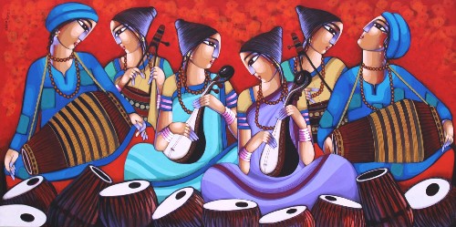 Tune-of-Bengal-2022-Painting-Sekhar-Roy-IndiGalleria-IG1062