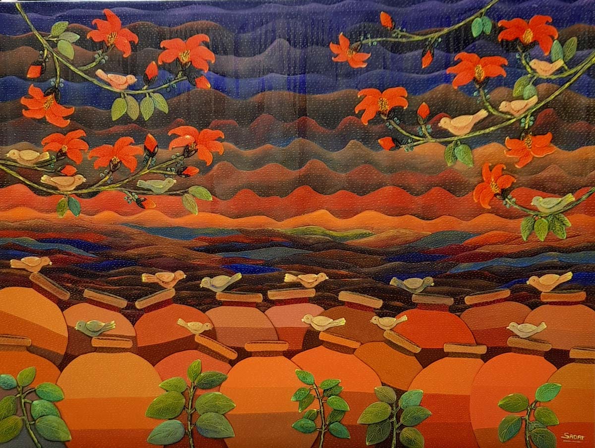 Figurative Painting with Acrylic on Canvas "The Nature" art by Sadaf Beg Khan