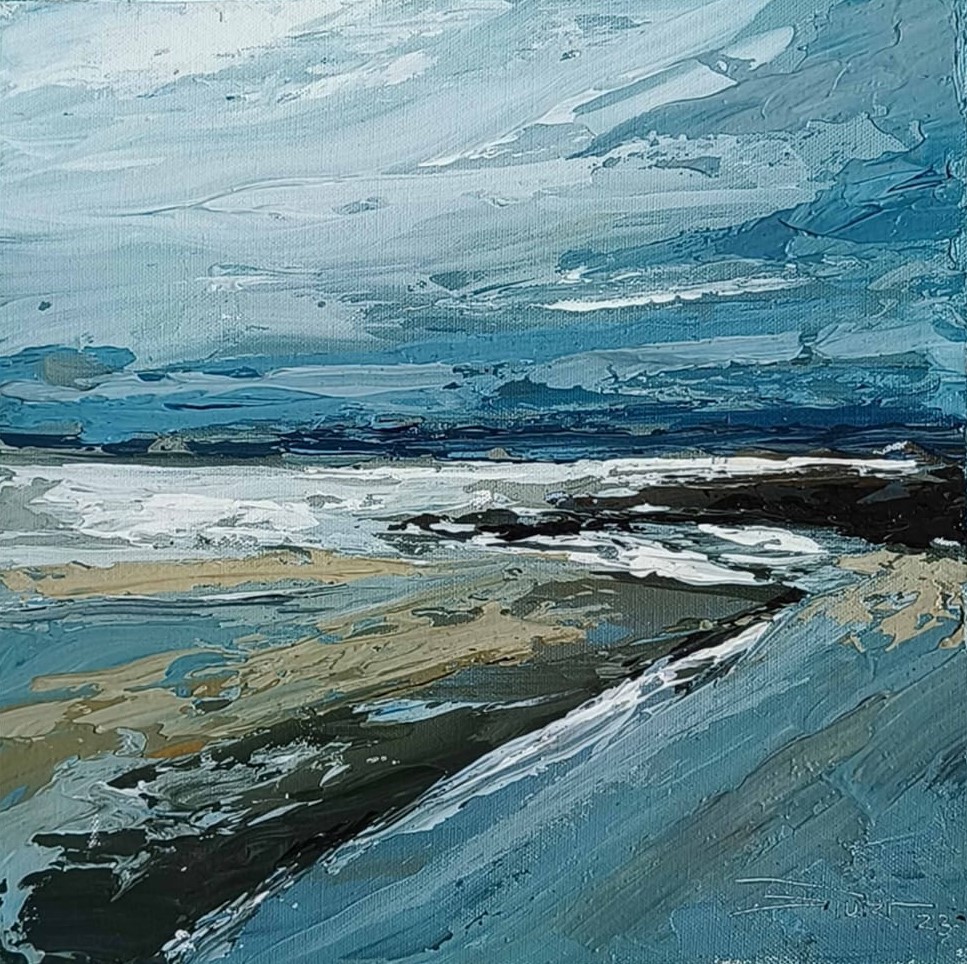 Realism Painting with Acrylic on Canvas "Beach-3" art by Ganesh Mhatre