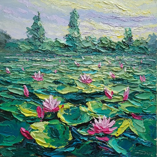 Lotus-Knife-Acrylic-Painting-Ganesh-Mhatre-IndiGalleria-IG1258